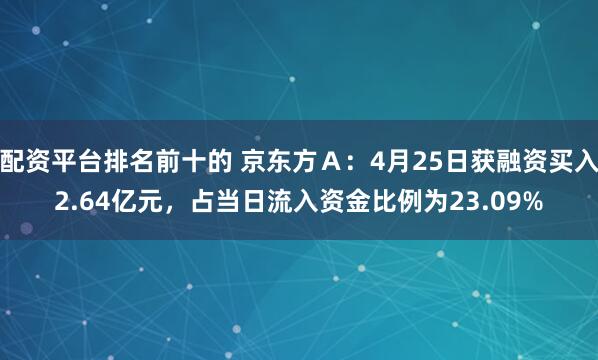 配资平台排名前十的 京东方Ａ：4月25日获融资买入2.64亿元，占当日流入资金比例为23.09%